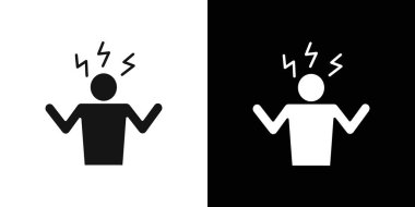 Kızgın kişi simgesi vektör sembolü ya da imza koleksiyonu siyah ve beyaz ana hatlarıyla belirlendi