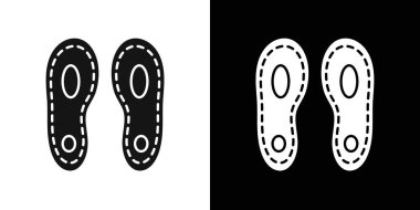 Ortopedik taban simge taşıyıcı sembolü veya imza koleksiyonu siyah ve beyaz ana hatlarıyla