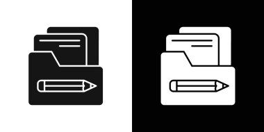 Portföy simgesi Vektör sembolü ya da imza koleksiyonu siyah ve beyaz ana hatlarıyla belirlendi