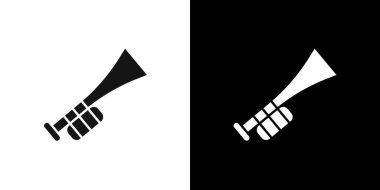 Trompet simgesi vektör sembolü veya imza koleksiyonu siyah ve beyaz ana hatlarıyla belirlendi