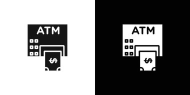 ATM simge vektör logo kümesi koleksiyonu veya paket grubu içindeki parayı geri çek