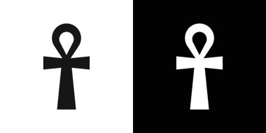 Siyah beyaz taslak koleksiyon işaretinde Ankh simgesi Siyah çizgi sanat vektörü
