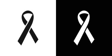 Siyah beyaz taslak koleksiyon işaretinde farkındalık kurdele simgesi Siyah çizgi sanat vektörü