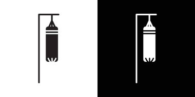 Siyah-beyaz taslak koleksiyon işaretinde boks kum torbası simgesi Siyah çizgi sanat vektörü