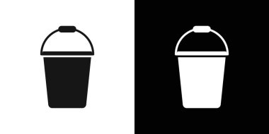 Kova simgesi Siyah çizgi sanat vektörü siyah beyaz ana hat koleksiyon işareti