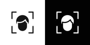 yüz tanıma simgesi Siyah çizgi sanat vektörü siyah ve beyaz ana hat koleksiyon işareti