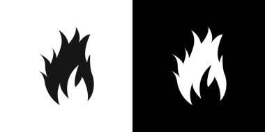 Siyah beyaz taslak koleksiyon işaretinde alev alev alev simgesi Siyah çizgi sanat vektörü