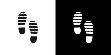 Siyah çizgi resim vektörünün siyah ve beyaz ana hatları koleksiyon işareti ile ayak izi simgesi