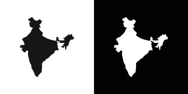 Hint haritası simgesi Siyah çizgi sanat vektörü siyah beyaz ana hat koleksiyon işareti