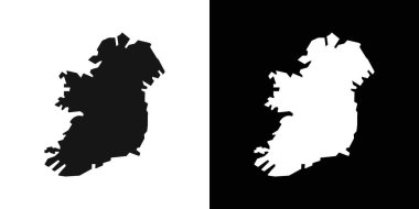 İrlanda harita simgesi Siyah çizgi sanat vektörü siyah beyaz ana hat koleksiyon işareti