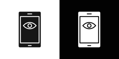 Mobil Göz Simgesi Siyah çizgi sanat vektörü siyah beyaz ana hat koleksiyon işareti