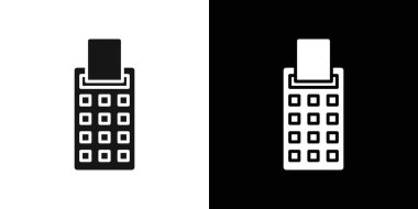 Ödeme terminali simgesi Siyah çizgi sanat vektörü siyah ve beyaz ana hat koleksiyon işareti