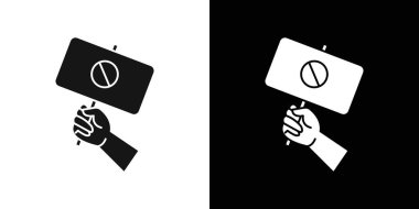 Siyah ve beyaz ana hat koleksiyon işaretli siyah çizgi sanat vektöründeki protesto pankartı