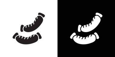 Sosis simgesi Siyah çizgi sanat vektörü siyah ve beyaz ana hat koleksiyon işareti