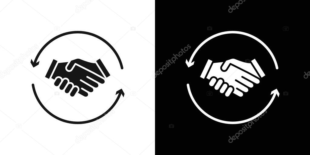 Collaboration icon Black line art vector in black and white outline set collection sign