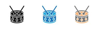 Snare Drum icon outline collection or set in black and white clipart