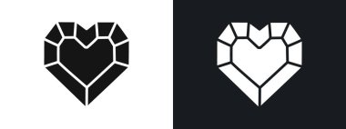 Kalp şeklinde elmas simgesi doğrusal vektör grafik işareti veya web uygulaması için sembol