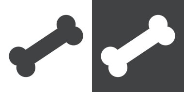 Siyah ve beyaz renk dış hat vektöründe kemik simgesi düzleştirildi