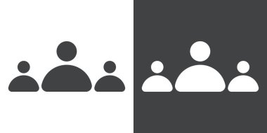 topluluk simgesi siyah ve beyaz dış hat vektöründe düz ayarlandı