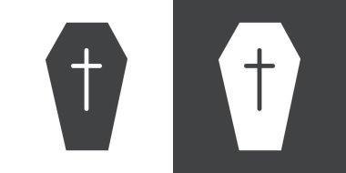 Cadılar Bayramı tabut simgesi siyah beyaz ana hat vektörü olarak ayarlandı