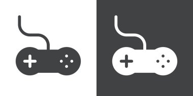 Joystick icon Flat set in black and white color outline vector clipart