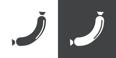 Sausages simgesi siyah ve beyaz renk ana hatları vektöründe Düz