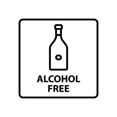 Alkol içermeyen simge siyah ve beyaz renk ana hatları vektörü olarak ayarlandı