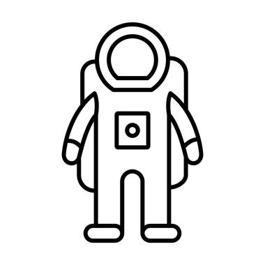 Kozmonot simgesi siyah-beyaz renk dış hat vektörü olarak ayarlandı