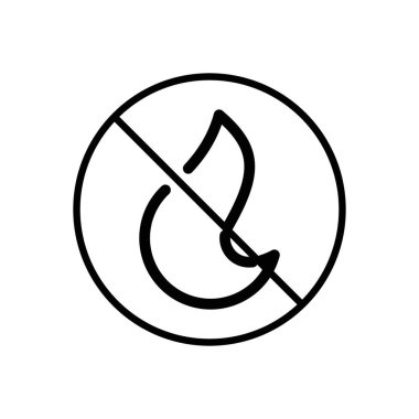 Siyah ve beyaz dış hat vektöründe ateş simgesi yok