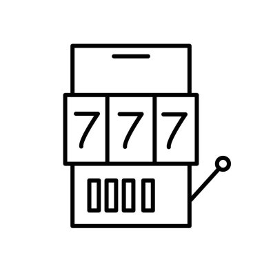 slot makinesi simgesi siyah-beyaz renk dış hat vektörü olarak ayarlandı