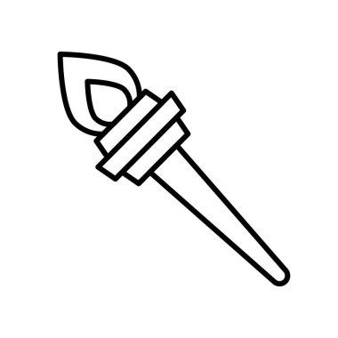 Meşale alev simgesi siyah ve beyaz renk ana hatlarıyla ayarlandı