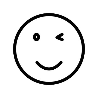 Göz kırpan simge siyah-beyaz renk dış hat vektörü olarak ayarlandı