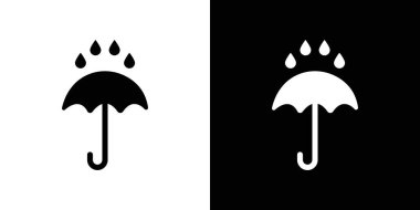 Yağmurlu hava ikonu siyah beyaz renkte ayarlandı. Basit düz vektör