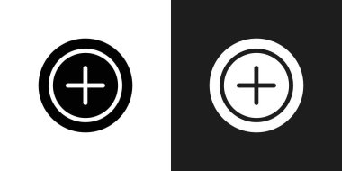 Simge logo işareti vektör ana hatlarını siyah ve beyaz olarak ekle