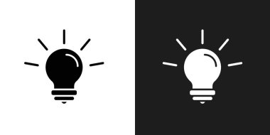 Ampul simgesi logo işareti vektör ana hatları siyah ve beyaz