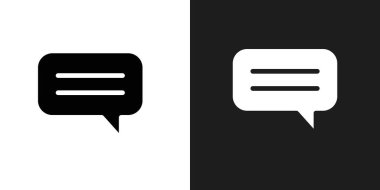 Yorum simgesi logo işareti vektör ana hatları siyah ve beyaz