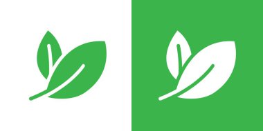 Yaprak simgesi logo işareti vektör ana hatları siyah ve beyaz