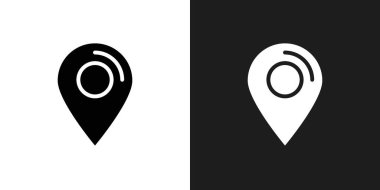 Harita simgesi logo işareti vektör ana hatlarını siyah ve beyaz renkle göster