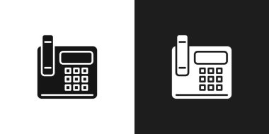 Ofis telefonu simgesi logo işareti vektör ana hatları siyah ve beyaz