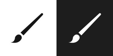 Fırça simgesi logo işareti vektör anahatlarını siyah ve beyaz renkte boya