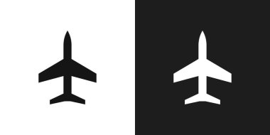 Düzlem simgesi logo işareti vektör ana hatları siyah ve beyaz