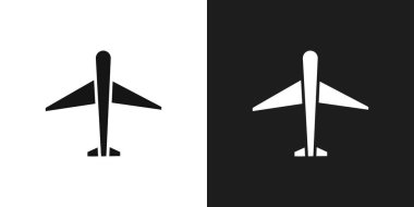 Düzlem simgesi logo işareti vektör ana hatları siyah ve beyaz