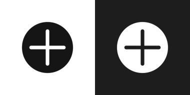 Artı simge logosu işareti vektör ana hatları siyah ve beyaz