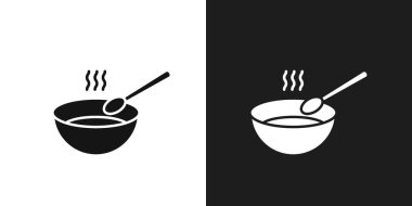 Çorba simgesi logo işareti vektör ana hatları siyah ve beyaz