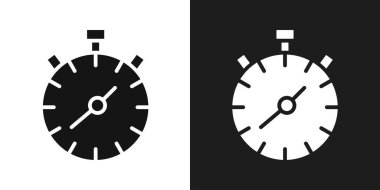 Kronometre simgesi simgesi işareti vektör ana hatları siyah ve beyaz