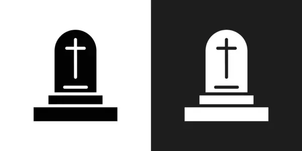 Tombstone simgesi logo işareti vektör ana hatları siyah ve beyaz