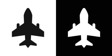 Uçak ikonu logo işareti vektör ana hatları siyah ve beyaz