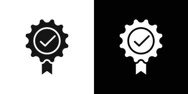 Sertifika simgesi (2) logo işareti vektör çizgisi siyah ve beyaz