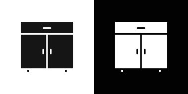 Credenza simgesi logo işareti vektör ana hatları siyah ve beyaz