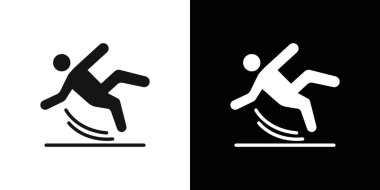 Sonbahar kazası simgesi logo işareti vektör ana hatları siyah ve beyaz